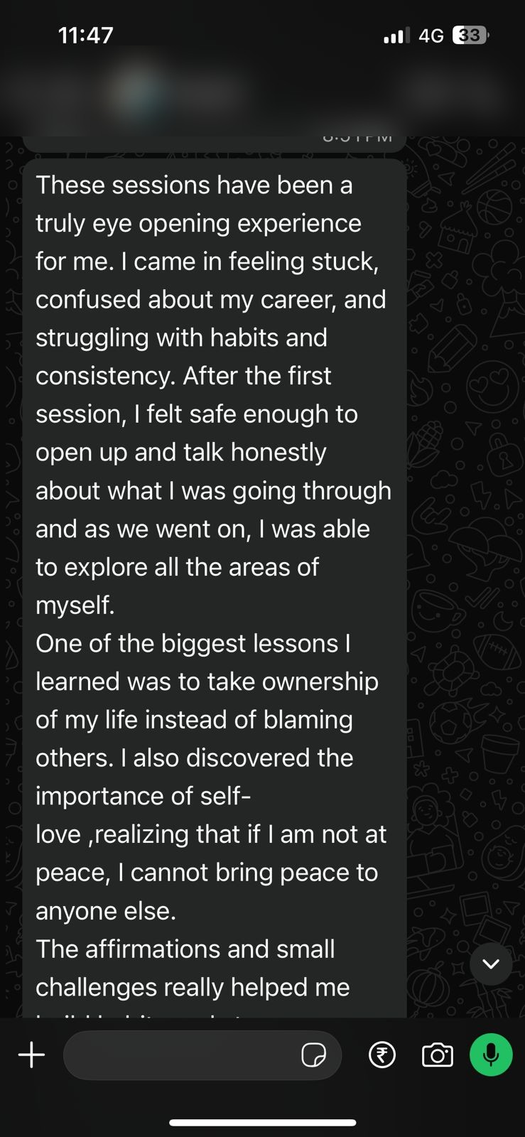 Testimonial from Khushi